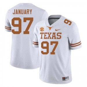 Alex January UT Austin Men Football Embroidery #97 Jerseys - White 962155-153