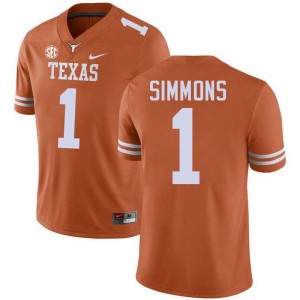 Colin Simmons Texas 2025 Football #1 Mens Jerseys - Texas Orange 500887-622
