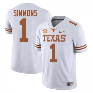 Colin Simmons UT Austin 2025-26 Football Men #1 Jerseys - White 935065-589