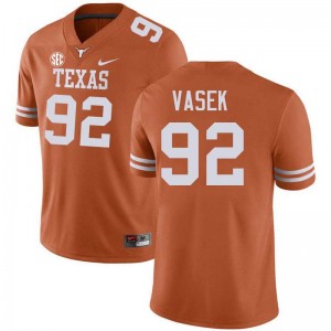 Colton Vasek Longhorns #92 Football Embroidery Men's Jerseys - Texas Orange 430037-127