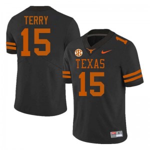 Justus Terry Texas Longhorns #15 Mens Football Replica Jerseys - Black 485244-247