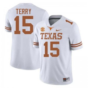 Justus Terry Burnt Orange Football University Mens #15 Jerseys - White 379293-877