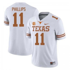 Kade Phillips Texas Official Football #11 Mens Jerseys - White 223007-248