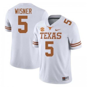 Quintrevion Wisner The Horns Men's Football #5 Replica Jerseys - White 625705-865