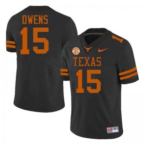 Trey Owens Longhorns Embroidery Football #15 Men Jerseys - Black 173210-416