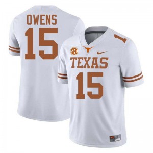 Trey Owens Longhorns Mens Replica Football #15 Jerseys - White 518625-515