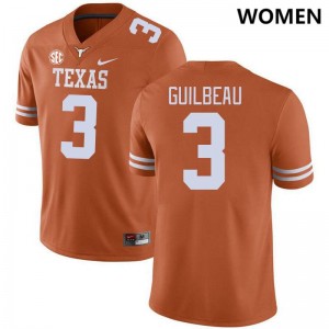 Jaylon Guilbeau Longhorns #3 Replica Women's SEC Conference Jerseys - Orange 220770-993