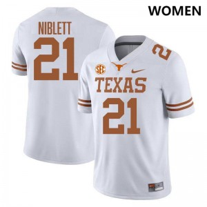Ryan Niblett Texas Longhorns Womens SEC Conference #21 Replica Jerseys - White 490832-715