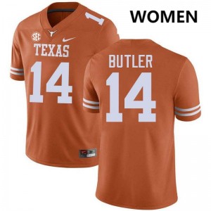 Aaron Butler Longhorns #14 Women's Football Embroidery Jerseys - Texas Orange 473091-359