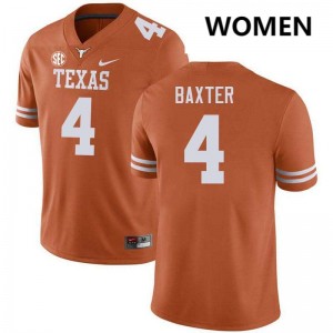 CJ Baxter University of Texas NCAA #4 Women's Football Jerseys - Texas Orange 772915-700