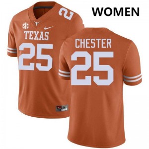 Caleb Chester Texas #25 Replica Womens Football Jerseys - Texas Orange 233614-703