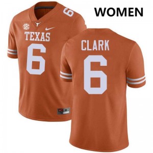 Christian Clark Texas University #6 Football Women Jerseys - Texas Orange 232553-298