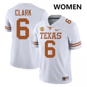 Christian Clark Longhorns #6 Football NCAA Women Jerseys - White 796900-988