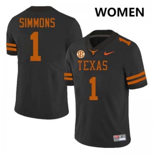 Colin Simmons Burnt Orange #1 Womens 2025-26 Football Jerseys - Black 284347-572