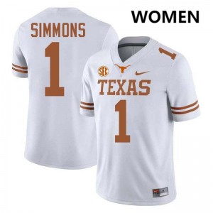 Colin Simmons UT Women Stitched Football #1 Jerseys - White 707194-166