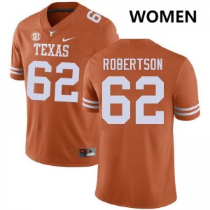 Connor Robertson The Horns Replica Football #62 Women Jerseys - Texas Orange 824394-186