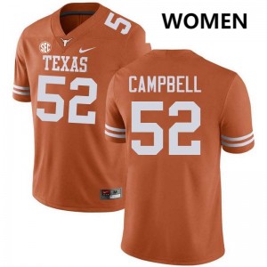 DJ Campbell UT Football Women's #52 Player Jerseys - Texas Orange 242620-284
