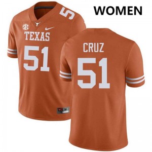 Daniel Cruz UT Womens Stitched Football #51 Jerseys - Texas Orange 842313-676