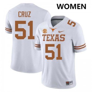 Daniel Cruz Texas #51 Player Football Womens Jerseys - White 912142-998