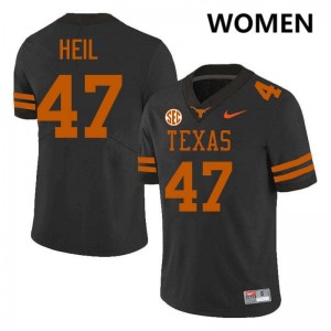 Gehrig Heil UT #47 Football Women Official Jerseys - Black 119998-915