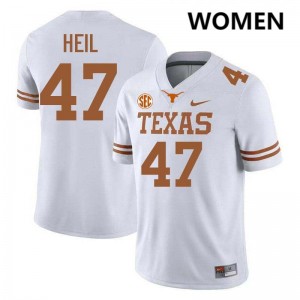 Gehrig Heil Texas Women's 2025-26 #47 Football Jerseys - White 285208-725