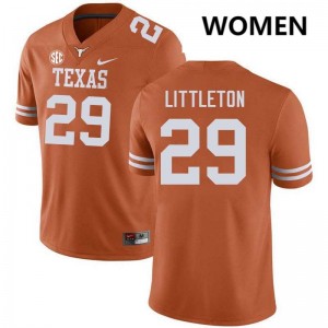 Graceson Littleton UT Football #29 University Women Jerseys - Texas Orange 641339-719