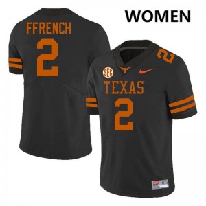 Jaime Ffrench Texas Football Women's Embroidery #2 Jerseys - Black 808559-639