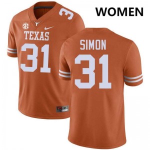 James Simon UT #31 Limited Women Football Jerseys - Texas Orange 428192-230