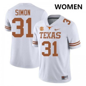 James Simon Texas Women Football Stitched #31 Jerseys - White 282479-314
