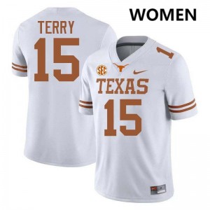 Justus Terry The Horns Womens Official #15 Football Jerseys - White 545851-868