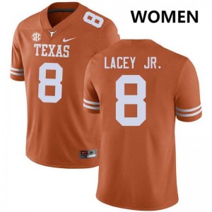 Karle Lacey Jr. UT Football #8 Womens Replica Jerseys - Texas Orange 163878-470
