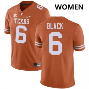 Kobe Black Longhorns Stitched #6 Football Women's Jerseys - Texas Orange 811427-338
