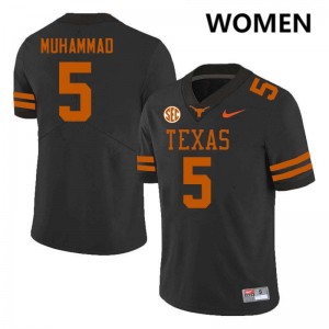 Malik Muhammad UT Austin #5 Women's Football NCAA Jerseys - Black 931023-992