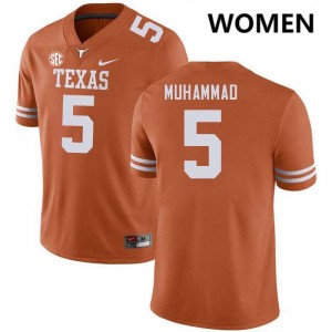 Malik Muhammad UT Austin Women's NCAA #5 Football Jerseys - Texas Orange 965323-266