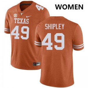 Mason Shipley Texas Longhorns Women Football Stitched #49 Jerseys - Texas Orange 270601-269