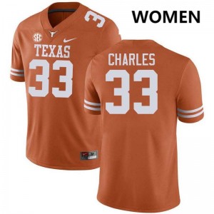 Myron Charles Texas 2025 Womens #33 Football Jerseys - Texas Orange 414086-230