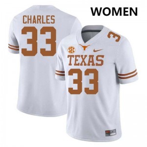 Myron Charles Texas Longhorns #33 Official Womens Football Jerseys - White 273047-467