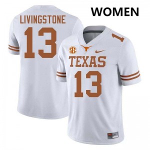Parker Livingstone Texas University Women's #13 Football Jerseys - White 651945-240