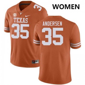 Rett Andersen University of Texas NCAA Football Women #35 Jerseys - Texas Orange 753085-480