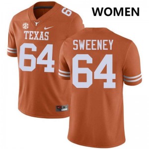 Robert Sweeney Longhorns High School #64 Football Womens Jerseys - Texas Orange 991797-328
