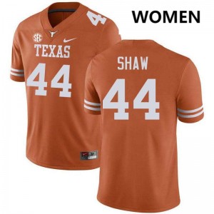 Travis Shaw Texas Longhorns #44 Football NCAA Women's Jerseys - Texas Orange 912064-228