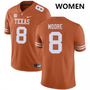Trey Moore Texas Longhorns #8 Women's Football Official Jerseys - Texas Orange 229664-371