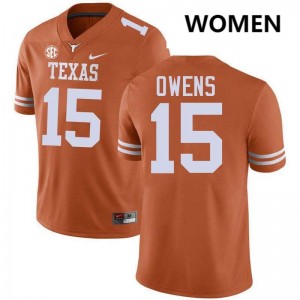 Trey Owens Texas Football Women Alumni #15 Jerseys - Texas Orange 242988-552