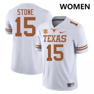 Will Stone The Horns Replica #15 Women Football Jerseys - White 212962-196