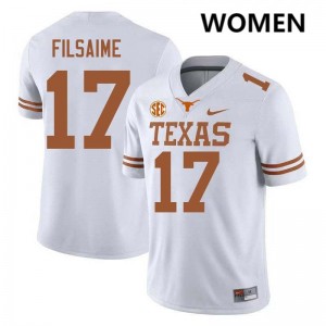 Xavier Filsaime The Horns High School Football Women #17 Jerseys - White 100759-633