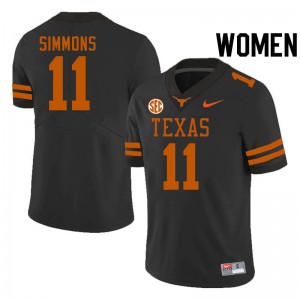 Colin Simmons Texas Longhorns Stitched #11 SEC Conference Womens Jerseys - Black 974509-236