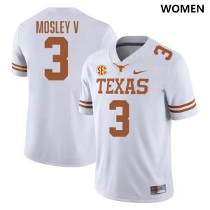Emmett Mosley V Longhorns University #3 Women's Football Jerseys - White 978269-159