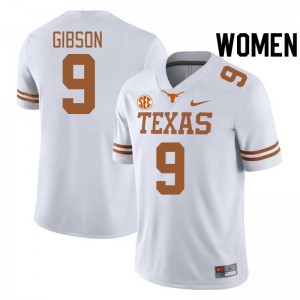 Jerrick Gibson Texas Longhorns SEC Conference Official #9 Women Jerseys - White 785917-318