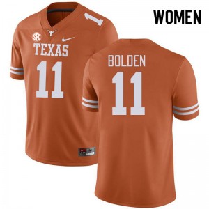 Silas Bolden Longhorns #11 SEC Conference University Women's Jerseys - Orange 222053-189