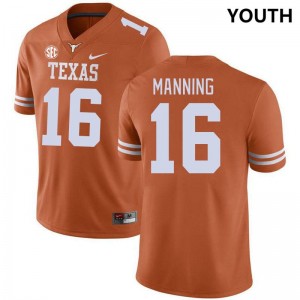 Arch Manning Texas Longhorns #16 2025-26 SEC Conference Youth Jerseys - Orange 498124-903